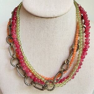 Premier Designs Sherbet necklace in acrylic beads and antiqued bronze tone chain